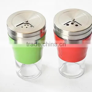 Colorful Glass Condiment Bottle With Rotating Hole Lid Metal Cover thumbnail-3