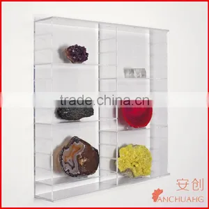 Large Wall Mounted Acrylic Glass Clear Presentation Showcase Case for Rocks - Minerals - Fossils - Shells - Stones-Model Cars thumbnail-1