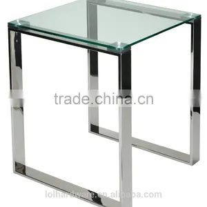 Factory Price Glass End Table With Chrome Finish thumbnail-1
