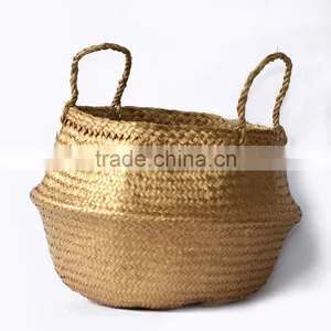 Gold and Silver Seagrass Storage Baskets, Belly Seagrass Baskets thumbnail-2