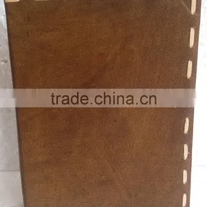 Handmade Tan Color Plain Big Stitch Leather Notebook thumbnail-1
