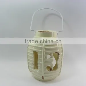 Round Decorative Indoor Ceramic Lantern thumbnail-1