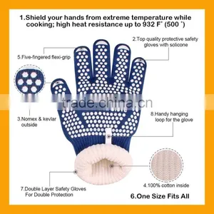 EN407 Certified Heat Resistant Barbecue Gloves, Silicone Printed Grill Gloves thumbnail-3