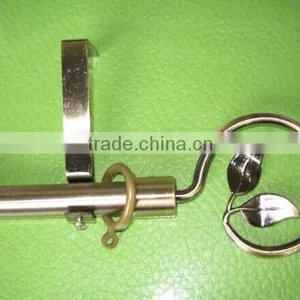 Antique Brass Metal Curtain Rod With Leaf Shaped Finals With Best Quality thumbnail-1