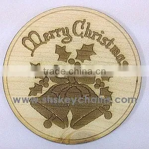 Holiday Bells Wooden Coaster, Laser Engraved thumbnail-1