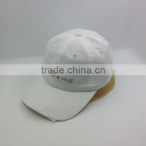 White Unstructured Washed Dad Cap Custom Distressed Hat thumbnail-4