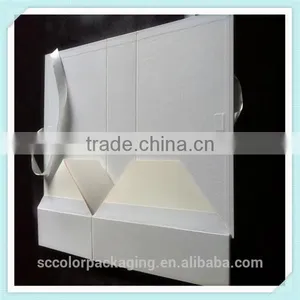 White Gift Boxes Flat Packagings With Hot Silver Logo Flat Packing Boxes With Silver Ribbon thumbnail-5