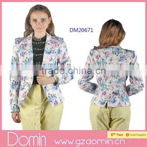 2015 New Design Fashion Blazer for Lady Tailored Floral Print Women Blazer thumbnail-1