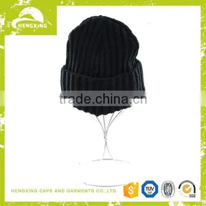 Popular High Quality Custom Leather Patch Cheap Knit Skull Beanie Hat thumbnail-3