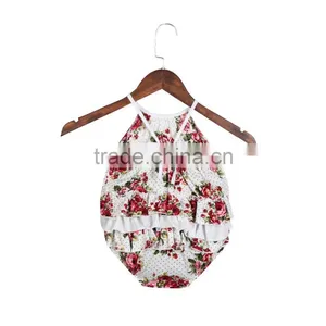 Summer Hot Sale Infant and Toddlers Clothing Romper Boutique Baby Girl Floral Bubble Romper thumbnail-6