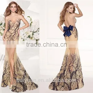 Sexy Side Slit Tulle Low Back Open Transparent Evening Dress thumbnail-1