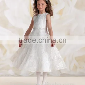 Newest White Lace Round Neck Sleeveless Baby Girls Dresses thumbnail-1