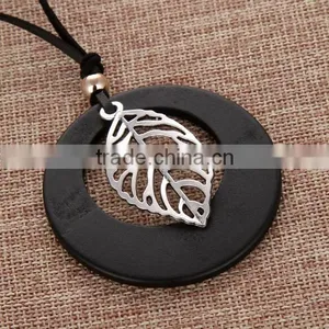 Zm35076a Vintage Girls Accessories Cheap Fashion Wooden Pendant Necklace thumbnail-4