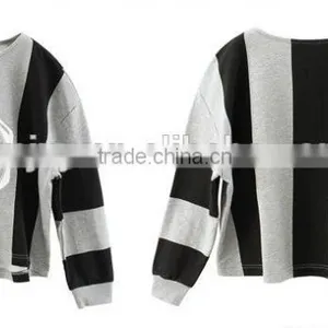 Female Money Hemp Grey Chest Loose Version Printing Round Collar Fleece Wide Set of Head Vertical Bar thumbnail-3