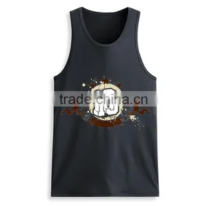 Custom Printed Design Bulk Mens Fitness 95% Cotton 5% Spandex Tank Top thumbnail-5