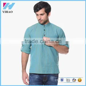 Men Fashion Long Sleeve Blue Striped Kurta thumbnail-1