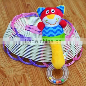 Cute Animal Rattle Insert Baby Educational Plush Toys With Ring in Colorful Beans thumbnail-1