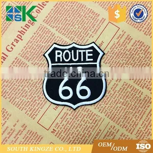 ROUTE 66 Iron-on PATCH - Embroidered HIGHWAY ROAD SIGN HISTORIC EMBLEM US BLACK thumbnail-2