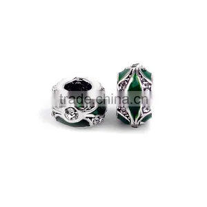 Green Enamel Bead for European Charm Bracelets thumbnail-1