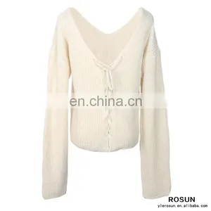 Custom Clothing Manufacturers Wholesale Price Latest Design Flower Pattern Sweater as Cheap Girls Top With Embroidery Patch thumbnail-4