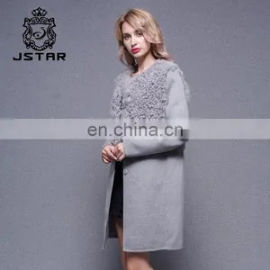 Hand Made Lambs Wool Collar Women's Double Side Cashmere Coat thumbnail-6