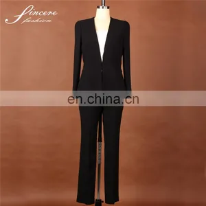Ladies Black Fashion Viscose/Polyester Designer Suit Blazers Suits for Women thumbnail-2