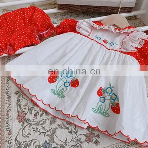 Arrivals Baby Strawberry Dress Shirt Bread Shorts Set Summer Short Sleeve Dress Clothes Toddler Girl Clothes thumbnail-2