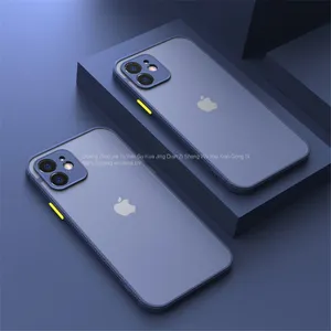 Shockproof Armor Matte Case For IPhone 12 11 Pro Xs Max XR X 6 7 8 Plus SE Mini Luxury Silicone Bumper Clear Hard PC Cover Funda thumbnail-3