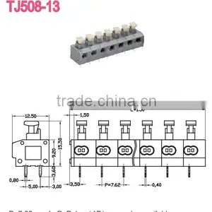 PCB Terminal Screwless 2 Way Connectors Terminal Blocks TJ508-13 thumbnail-1