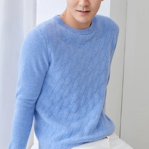 Crew Neck Long Sleeve Pure Cashmere Jumper Cheap Cashmere Jumper thumbnail-2