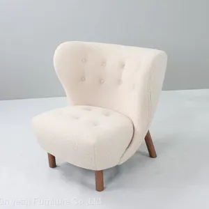 2022 the Most Popular and Comfortable Petra Chair in Sheepskin Covering High End Wood Furniture Chairs thumbnail-2