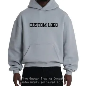 500 GSM Factory Custom Logo Blank Boxy Oversized Hoodies for Mens Heavyweight Cotton Hoodies Drop Shoulder Pullover Hoodi OEM thumbnail-1