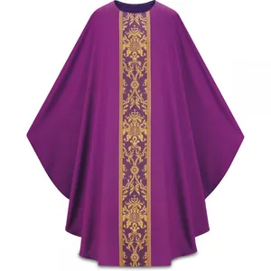 Men's Church Pastor Celebrant Chasuble Priest Vintage Robe Gown Cape Cassock Vestment Robes thumbnail-1
