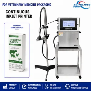 Pharmaceutical Packaging CIJ Printer for Animal Health Products Box Date Code Batch Number and Traceability Marking thumbnail-1
