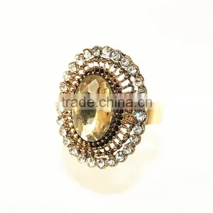 Big Gold Ring With Big Oval Stone Shape Finger Ring thumbnail-4
