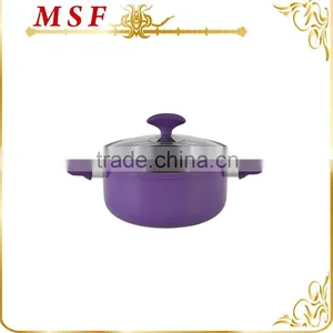 Purple Pressed Aluminum Nonstick Coating Casserole Pot With Silicone Paint Handles Forged Aluminum Imitation thumbnail-1