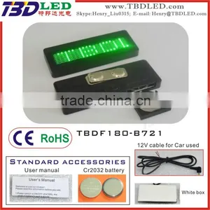 GREEN Rechargeable Fashion Mini Led Nameplate / Led Scrolling Message Badge Display/small Led Name Card Screen thumbnail-1