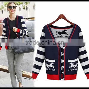 China 2014 Whole Sale Wool Autumn Cashmere Cardigan With Horse Design Quality Choice thumbnail-1