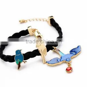 >< SW16643 Exquisite Cute Blue Enamel Rope Bird Charm Bracelet / thumbnail-5