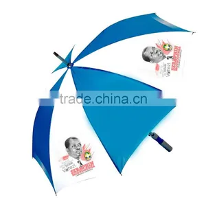 Promotional Logo Printed Wood Handle Rain Umbrella thumbnail-1