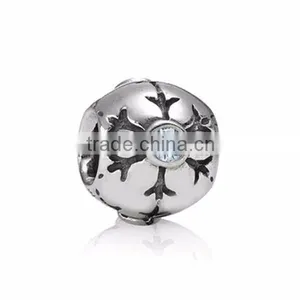 925 Sterling Silver SNOWFLAKE Charms Beads Bracelet European Bead DIY thumbnail-1