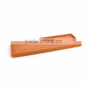 Small and Rectangular Clay Planter With Saucer thumbnail-4