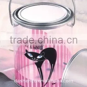 Round Pvc Gift Can With Handle and Printing thumbnail-1