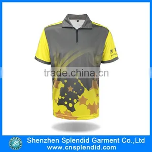 Fashion Clothing Manufactuerers Sublimated Zipper Collar Polo Shirt thumbnail-1