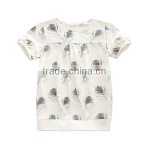 Dave Bella Summer 100% Cotton Feather Printed Family Wear for Mother Ladies T-shirt DB256 thumbnail-1