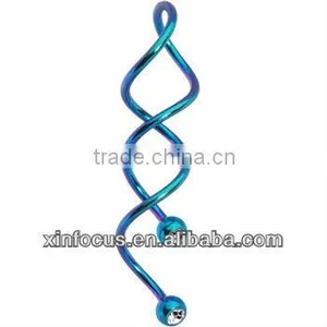 Teal Titanium CZ Super Spiral Twister Belly Ring Body Jewelry thumbnail-1