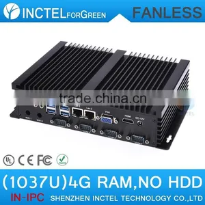 Fanless Embedded pc Auto Boot USB 3.0 Dual Gigabit Lan 4 COM Intel Celeron C1037U 1.8Ghz 4G RAM ONLY thumbnail-1