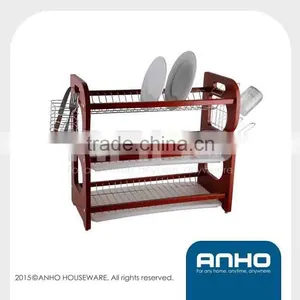 Superior Quality Beautiful Design 3-tier Wooden Dish Rack thumbnail-1