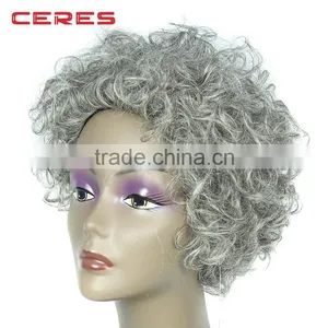 In Stock Silver Grey Wig, Low Price 100% Human Hair Fashional Short Wig for Women thumbnail-2