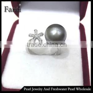 Nature Pearl Price Round Sea Pearl Price Small Flower Pearl Ring Real 925 Silver Ring thumbnail-1